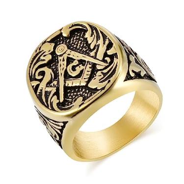 Imagem de JIPSJICI Anéis maçônicos de aço inoxidável com sinete maçônico clássico mestre pedreiro motociclista joias presentes, Metal, Sem pedra preciosa