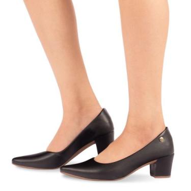 Imagem de Sapato Scarpin Feminino Bico Fino Sintético - RHN SHOES, Preto, 35