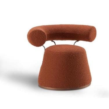 Imagem de Poltrona Estofada Redonda Organica Giratória Tecido Bucle Terracota 0,