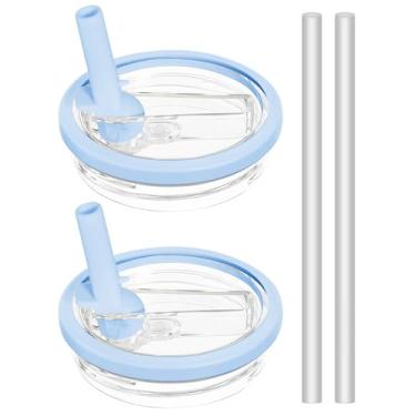 Imagem de Tampa de canudo flip de 850 g para Stanley Cup 850 g, tampa de substituição à prova de vazamento e sem derramamento para Stanley Quencher H2.0 (pacote com 2 - azul claro, 850 g)