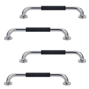 Imagem de Barra de Apoio 30cm Inox Suporte Antiderrapante Kit 4 unidades Banheiro Box Idoso Criança Gestante Cadeirante Acessibilidade