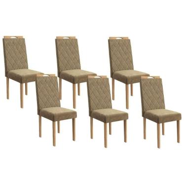 Imagem de Cadeira De Cozinha 2cad153ea Kit 6 Un Eucalipto Suede Bege A036