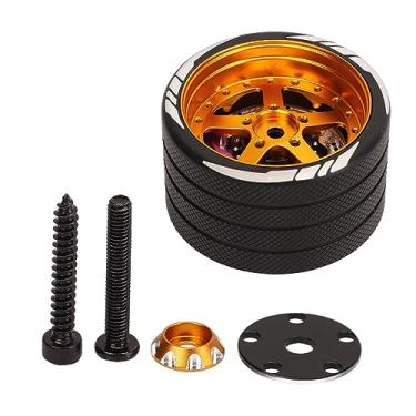 Imagem de Volante do Transmissor RC, Transmissor de Metal Em Liga de Alumínio, Gatilho do Volante, Adaptador de Controle Com Uma Mão para Controlador de Carro RC NB4 (Ouro)