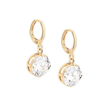 Imagem de Brinco Rommanel Argola Solitário 10mm Banhado Ouro Catálogo 527411