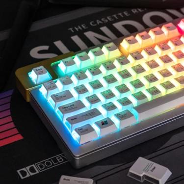 Imagem de Teclas PBT transparentes, teclas transparentes de três lados, conjunto de teclas retroiluminadas com perfil cereja de 140 teclas, tampas de pudim brilham para 60% 65% 75% 100% Mx Switches Teclado