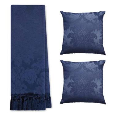 Imagem de Kit Manta Xale para Sofá e Cama Jaquard com 2 Capas de almofadas - MUM