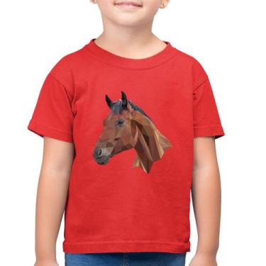 Imagem de Camiseta Algodão Infantil Cavalo Arte Mosaico - Foca na Moda, Vermelho