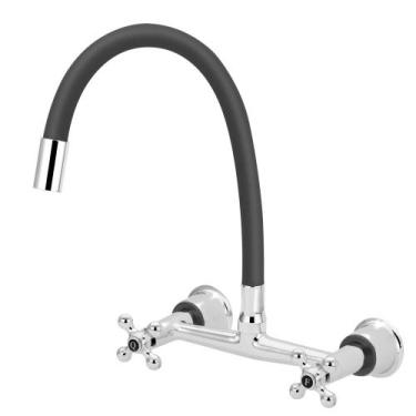 Imagem de Torneira Misturador Cozinha Gourmet Parede Flexível Preto - Modelar