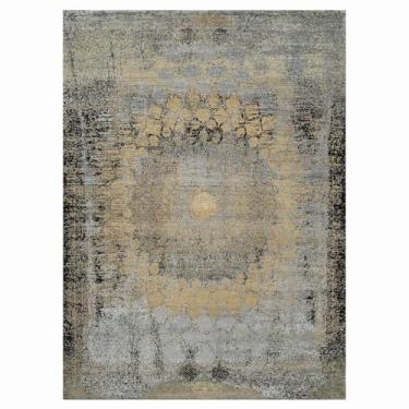 Imagem de Shahbanu Rugs Tapete oriental Ecru Brown Erased Goombad Design feito à mão de lã e seda (10'x14')