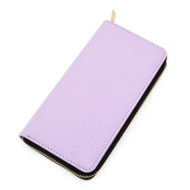 Imagem de Carteira continental de couro Saffiano premium vegano com zíper, Roxa, One Size