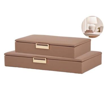 Imagem de Conjunto 2 Caixinhas Decorativas Multiuso De MDF Com Revestimento Em P