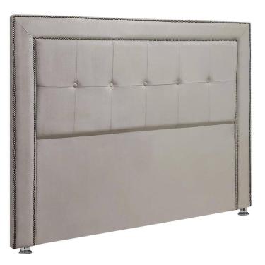 Imagem de Cabeceira Estofada para Cama Box Casal 140cm Ravena Veludo - SOFA STORE Cor:Veludo Bege