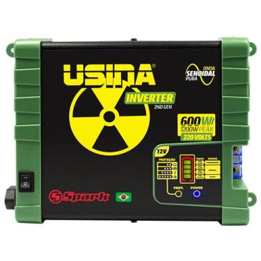 Imagem de USINA Inversor 600W Onda Senoidal Pura, Off-Grid, Entrada 12VDC, Saída 220VAC, Pico 1200W