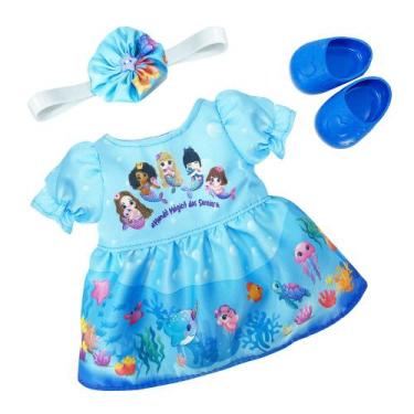 Imagem de Kit Roupa de Boneca Baby Alive Vestido Mundo Mágico das Sereias Laço d