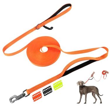 Imagem de Fida Coleira de treinamento para cães com alça de trânsito, guia longa refletiva de 9 metros e 15 m para cães/filhotes, lembrança, treinamento, agilidade, chumbo, design acolchoado macio para raças