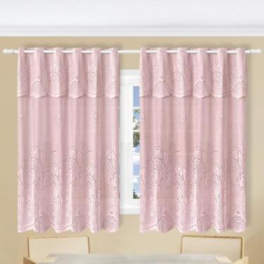 Imagem de Cortina de Renda de Cozinha Tulipas 2m x 1,5m + 40cm Bandô Beija Flor 