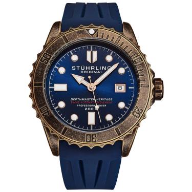 Imagem de Relógio Masculino Analógico Swiss Automático Ideal para Mergulho, Modelo 1003,02, STUHRLING 1003.02, Azul Escuro