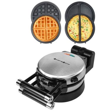 Imagem de Máquina de Waffle, 3 em 1, Multifunções, Antiaderente, 1000W, 110v, HEALTH AND HOME, Prateado