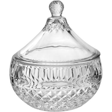 Imagem de VASO POTICHE REDONDO HOME&CO COM TAMPA VIDRO 15X12X12CM TRANSPARENTE BOMBONIERE