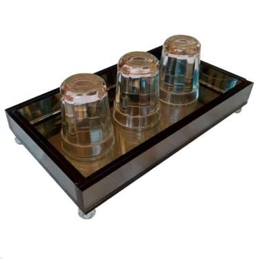 Imagem de Bandeja Decorativa Espelhada Luxo Decoração Sala Barzinho Cozinha Cantinho do Café (Esfumado)