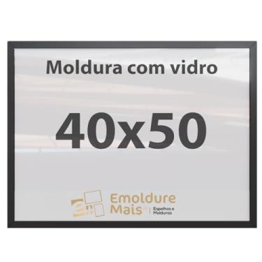 Imagem de Moldura 40x50 Preta Com Vidro, para Quadros Decorativo para sala, quarto, escritório, poster, casa, fotos, Certificados, Diplomas, Alvara Porta Retrato.
