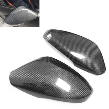 Imagem de FINMOKAL Tampas de espelho lateral de fibra de carbono real capas de espelho retrovisor de porta compatíveis com Hyundai Veloster 2011-2017 (compatível com setas)
