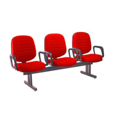 Imagem de Cadeira para Igrejas Evangélicas em Longarina com 03 lugares Linha Blenda Vermelho