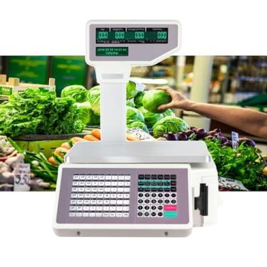 Imagem de CHONGHAN BalançA De Plataforma EletrôNica, BalançA De CáLculo De PreçO Digital Com Impressora TéRmica De Etiquetas Wifi, BalançA De Supermercado Dupla Face, Capacidade De 30 Kg