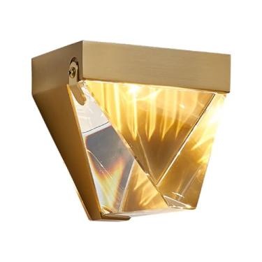 Imagem de Mini luminária de parede de latão com cúpula de cristal, arandela de parede moderna, luminária de parede LED moderna, luzes de parede de cabeça única para ambientes internos, arandelas de pa