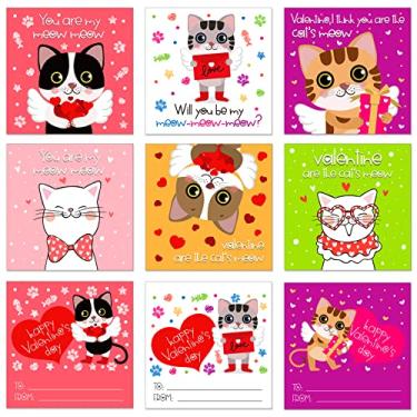 Imagem de FaCraft 30 cartões de dia dos namorados para crianças, gatos, cartões de troca de dia dos namorados, cartão de presente de dia dos namorados com envelope para crianças, meninos, meninas, crianças, sala de aula, lembrancinhas de festa escolar, troca de presentes