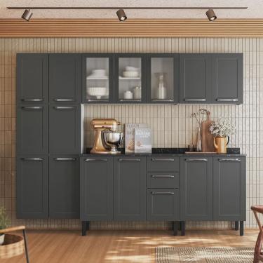 Imagem de Cozinha Compacta em Aço 5 Peças 16 Portas Sendo 3 de Vidro 2 Gavetas Florença Itatiaia