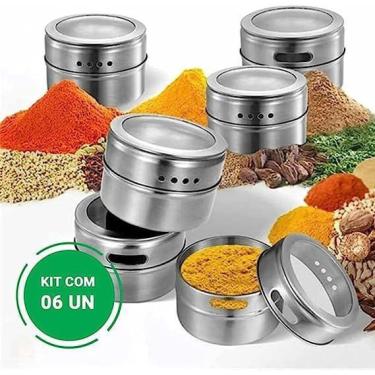 Imagem de Porta Temperos Condimentos Magnetico Aço Inox 316 - 3 Peças