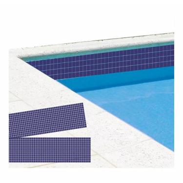 Imagem de Kit 18 Adesivos Faixa Borda Pastillha Azul quadradinho 2x2 100x30cm - 