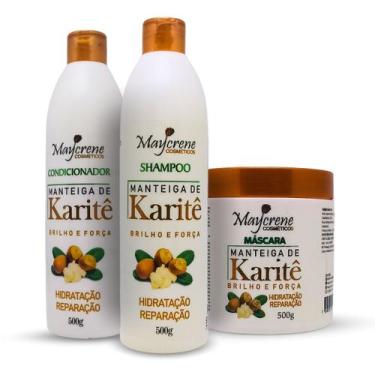 Imagem de Kit Manteiga De Karité Maycrene (shamp + Cond + Másc)