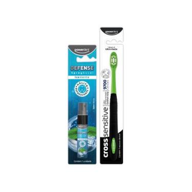 Imagem de Kit Spray Bucal Ice Menta + Escova de Dente Cross - PowerDent, Verde C
