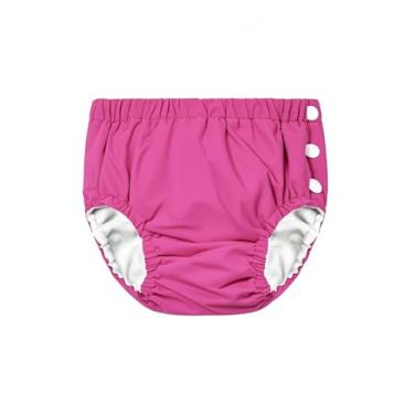 Imagem de Fraldas de natação reutilizáveis para bebês recém-nascidos, laváveis, fraldas aquáticas, natação, rosa vermelha, 80