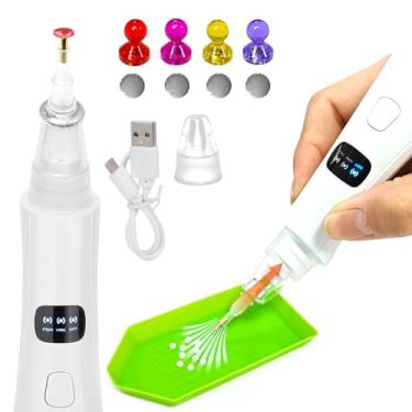 Imagem de Zariocy Caneta elétrica de pintura de diamante, modo de sucção ajustável, caneta de pintura de arte de diamante com bomba de vácuo para adultos, inclui 4 peças de localizadores de diamante e 2 cabeças