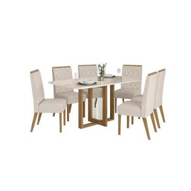 Imagem de Mesa Jantar Natali 160 6 Cadeiras Nina Linho - Henn