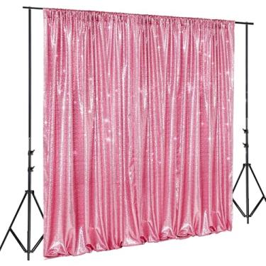 Imagem de PartyDelight Pano de fundo de lantejoulas rosa 2,4 x 2,4 m - Fundo de cabine de fotos brilhante com glitter para festas, casamentos e eventos