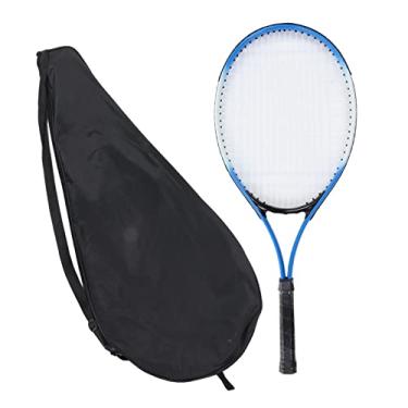 Imagem de Raquete de tênis infantil, estrutura de liga de alumínio, absorção de choque, raquete de tênis de treinamento com bolsa para crianças iniciantes azul 66 cm