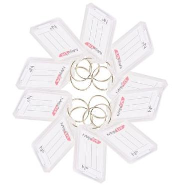Imagem de Kit 10 Chaveiro de Plástico Branco com Abertura e Etiqueta Pautada par
