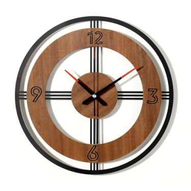 Imagem de Zzbakress Relógio de parede grande decorativo relógio de parede redondo relógio de cozinha casa de fazenda decoração de cozinha relógios rústicos para paredes relógio silencioso para decoração de sala