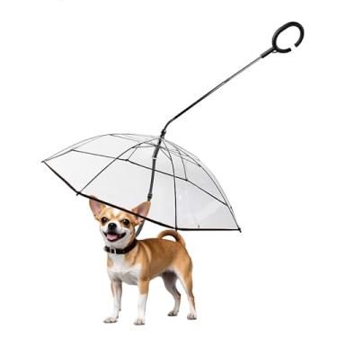 Imagem de NAMSAN Guarda-chuva para cães pequenos, coleira de guarda-chuva para cães de montagem automática, guarda-chuva de chuva transparente para cachorros, guarda-chuva de caminhada com guia ajustável