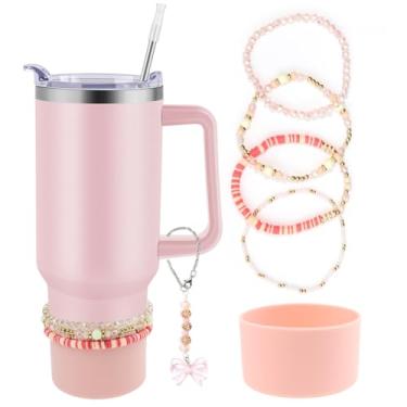 Imagem de Stanley Cup Accessories, 5 peças para Stanley Copo de 1,134 g e 850 g com alça, com bota de silicone (rosa)