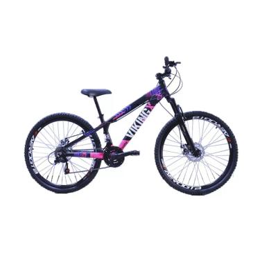 Imagem de Bicicleta Viking Aro 26 Aero Cambio Importado Preto Rosa