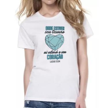 Imagem de Camiseta Baby Look Gospel seu tesouro Lucas 12-34 - Alearts, G
