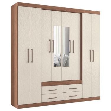 Imagem de Guarda Roupa Casal Com Espeho 8 Portas Miami Jatobá Areia