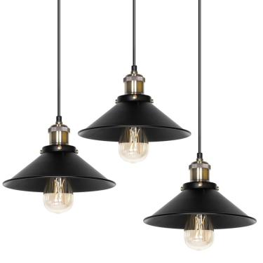 Imagem de Kit 3 Luminárias Loft Hat Chapéu Retro Preto