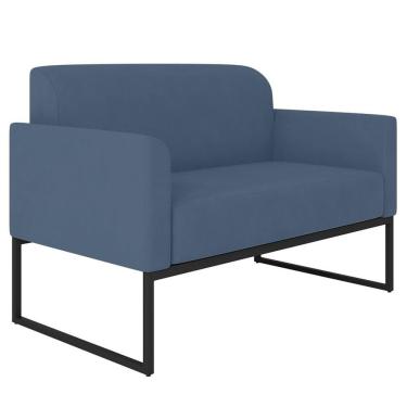 Imagem de Poltrona Namoradeira 2 Lugares Preta Azul Marinho