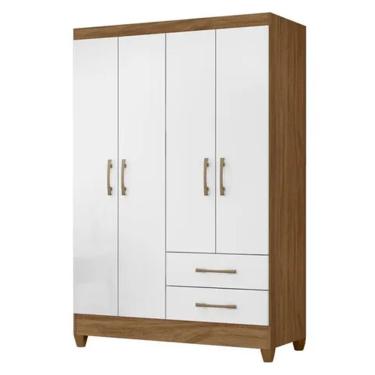 Imagem de Guarda Roupa Solteiro Chile 4 Portas 2 Gavetas C/Branco